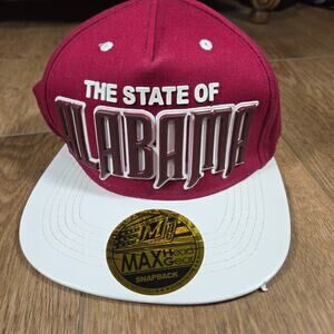 State of Alabama Hat Red Snapback Max Headgear OSFA Raised Letters Premium Cap